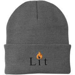 lit Embroidered Lit Beanie (Black Text)