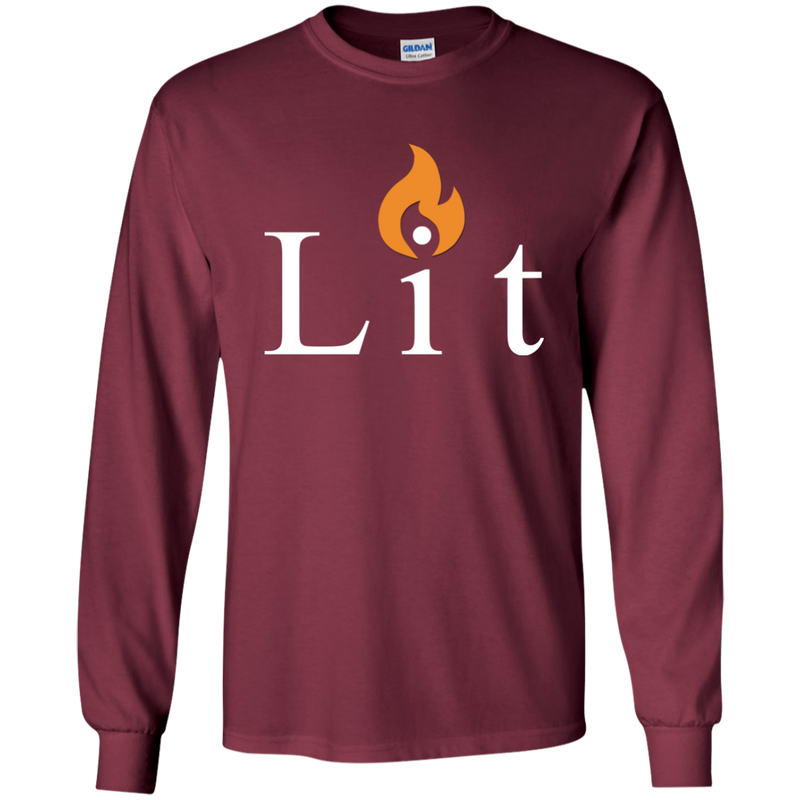 "LIT" Long Sleeve Ultra Cotton T-Shirts - white lettering