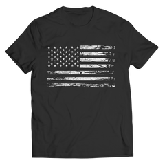 DISTRESSED BLACK AND WHITE AMERICAN FLAG T SHIRT FOR SALE USA